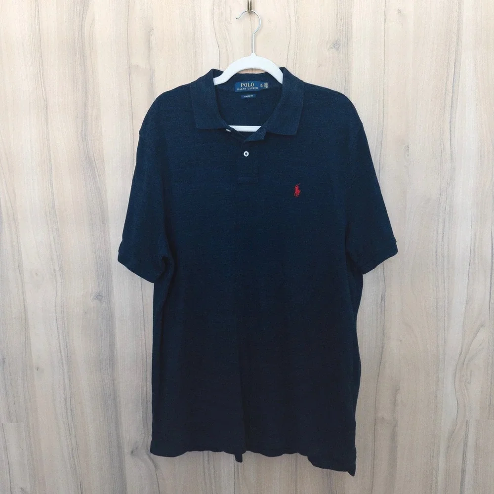 Polo Ralph Lauren Mens Polo Shirt XL Navy Classic Fit Short Sleeve Preppy Golf